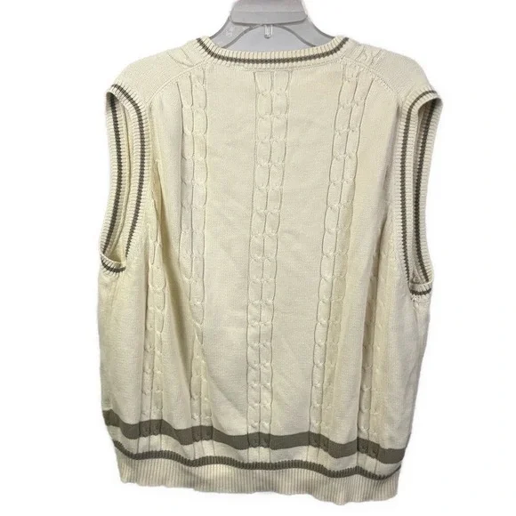 Vintage Izod Women's Tennis Oversized Golf White Knit Pickleball Sweater Vest- L - Picture 3 of 5